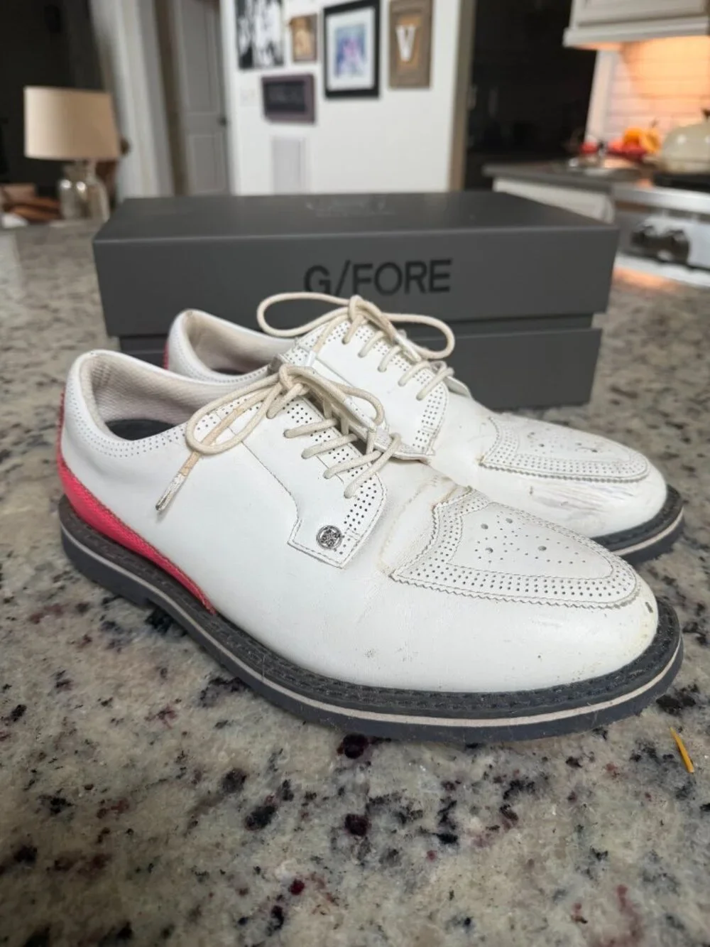 G/FORE Men's Gallivanter Golf Shoes White / Pink Leather Size 9